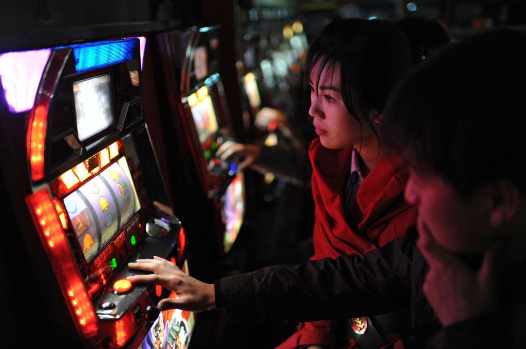 A slot machine in Pyongyang, North Korea.