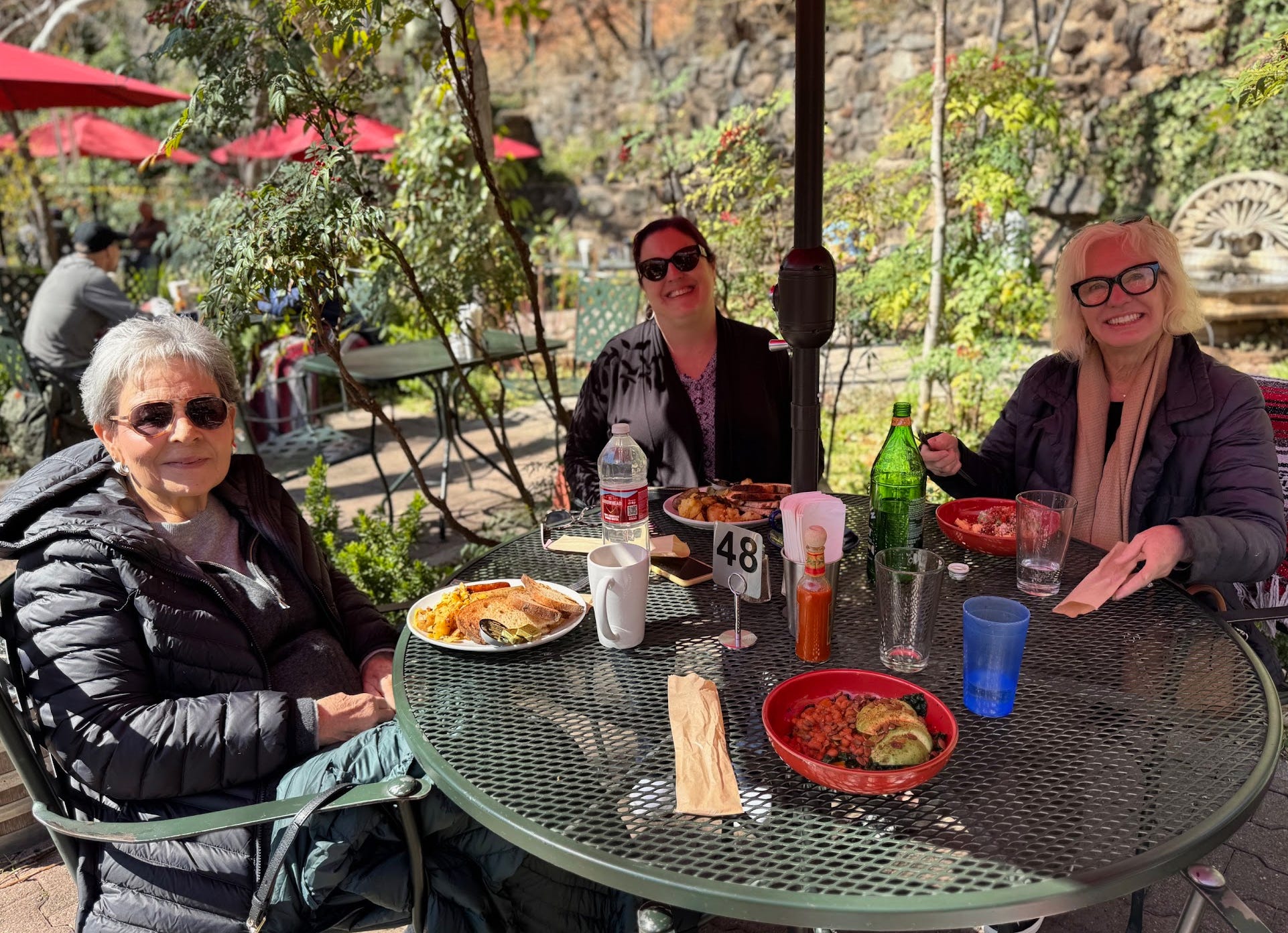 The writer's family in Sedona, at a restaurant.