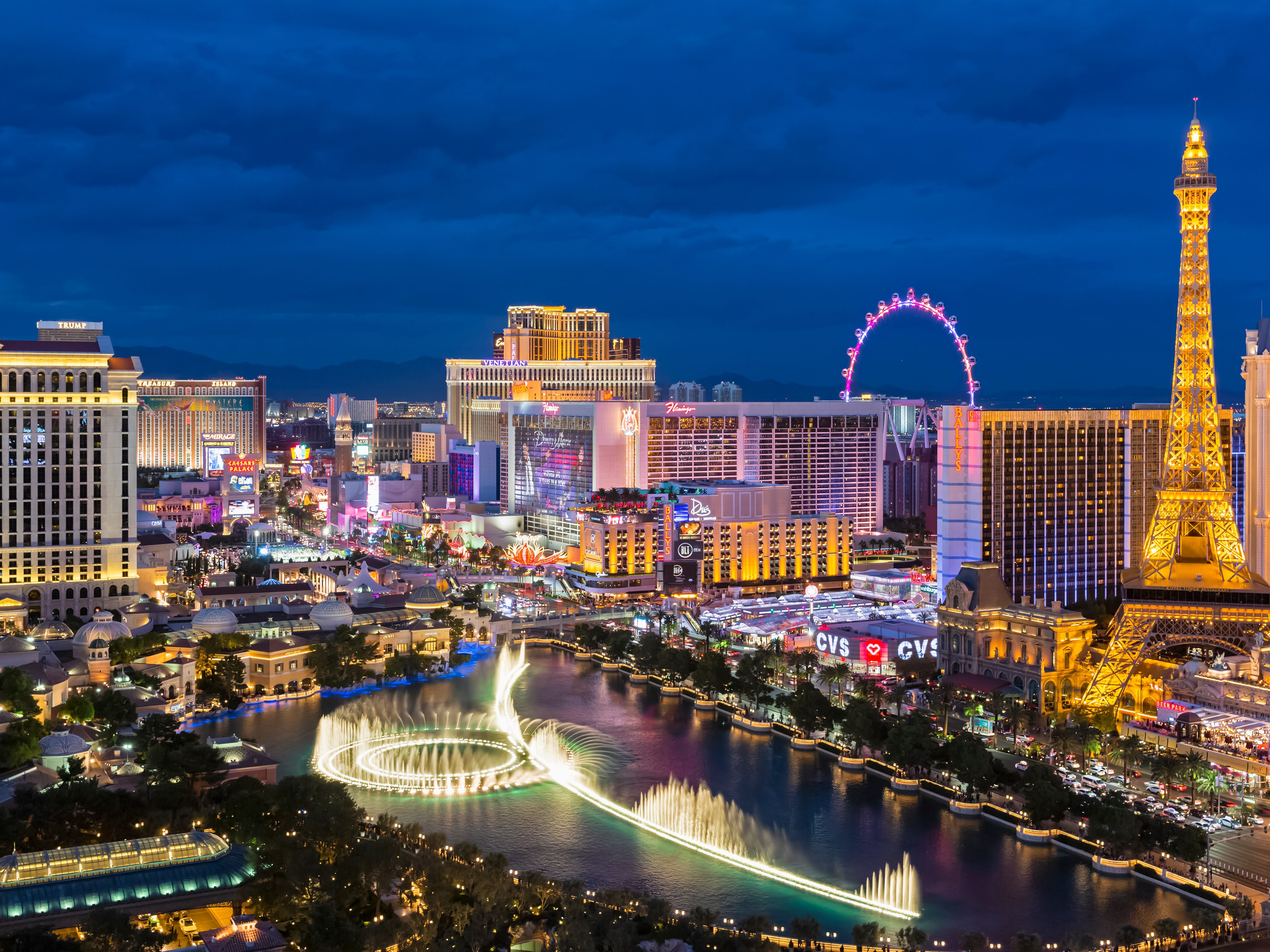 Night time view of Las Vegas, Nevada.
