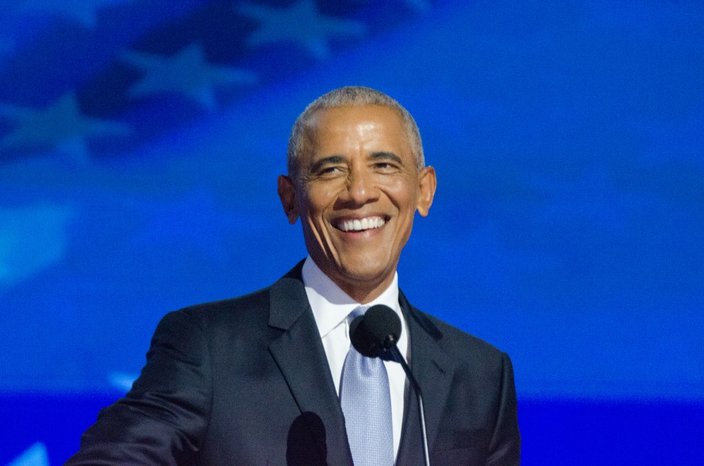 Former US President Barack Obama speaks during the Democratic National Convention (DNC) at the United Center in Chicago, Illinois, United States on August 20, 2024. 