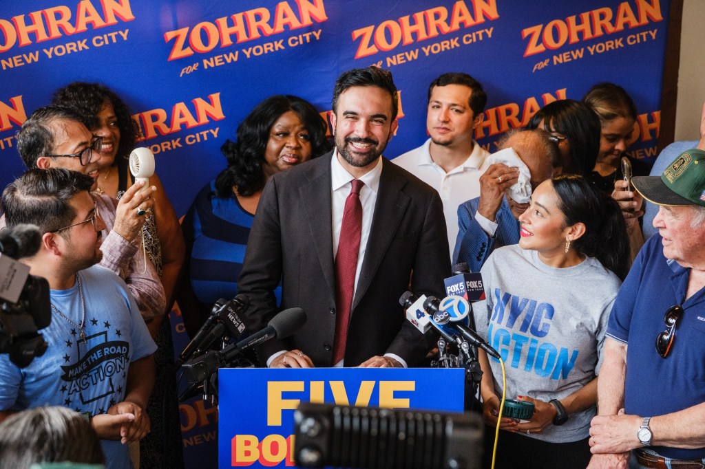 New York City mayoral candidate Zohran Mamdani holds a campaign event at Istanbul Bay Authentic Mediterranean Restaurant in Staten Island, NY. 