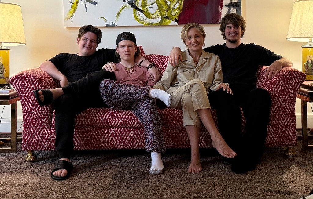 Sharon Stone and her sons.