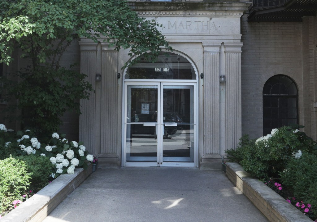 Entrance to apartment building at 32-15 35th Street, Astoria, Queens.