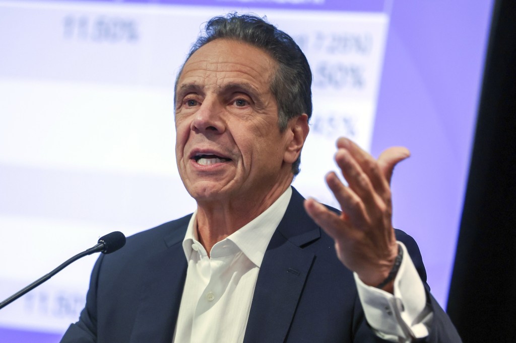 Andrew Cuomo at a press conference.