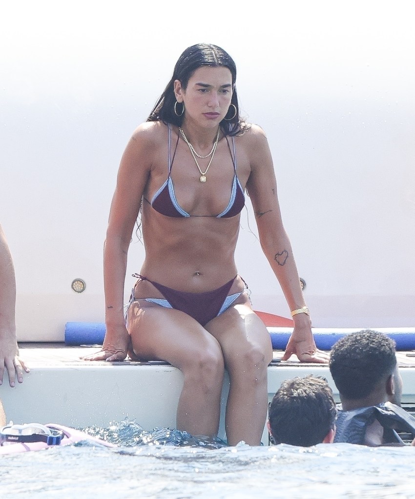 Dua Lipa in a bikini in Ibiza.