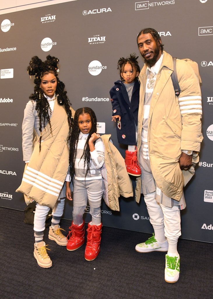 Teyana Taylor, Iman Shumpert and their two daughters at the 2023 Sundance Film Festival.