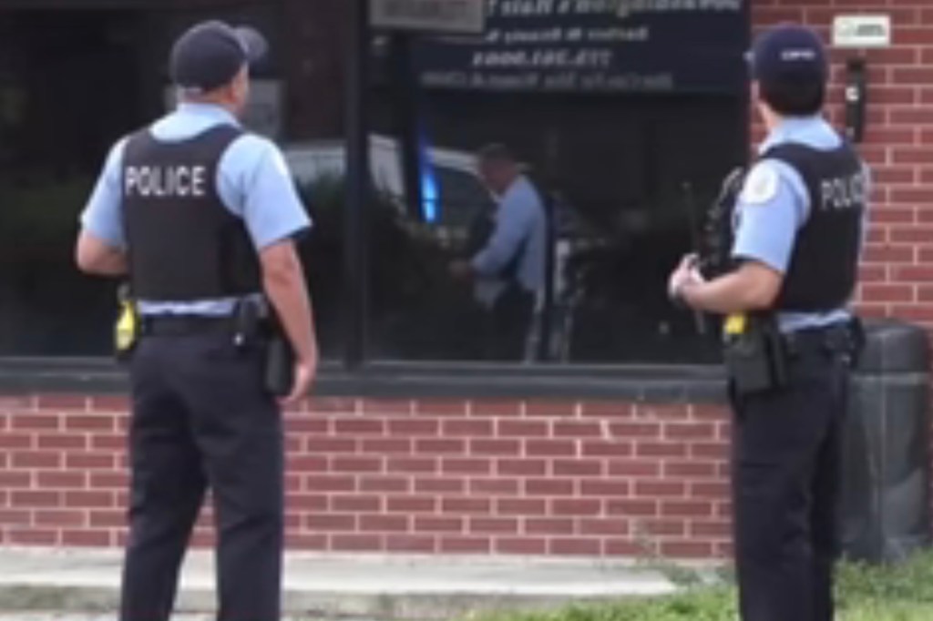 Police investigate the fatal shooting outside a business in South Austin Chicago on Aug. 13, 2025.