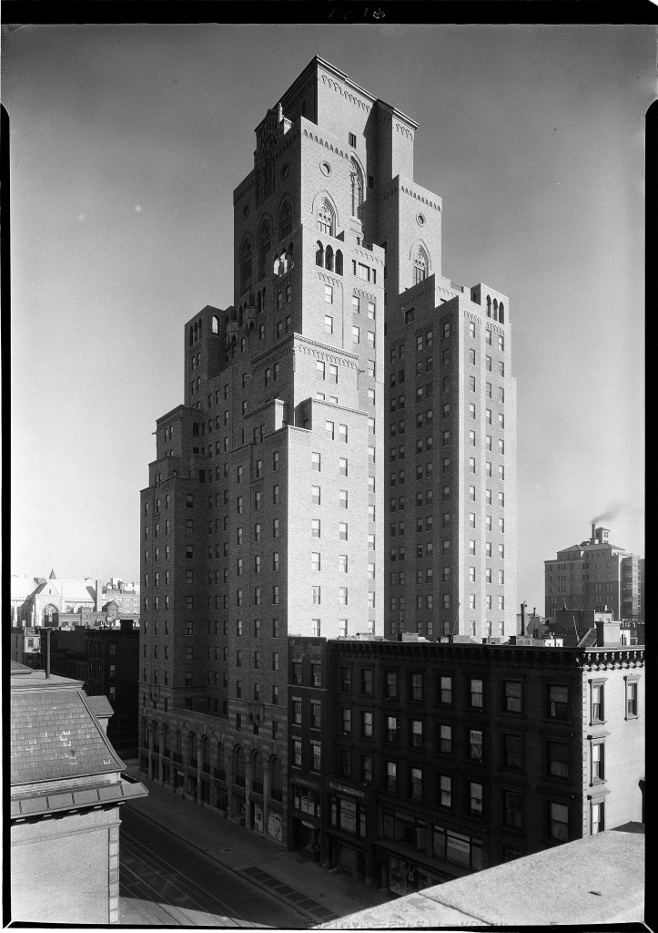 Black and white photo of the Barbizon Hotel for Women in New York City.