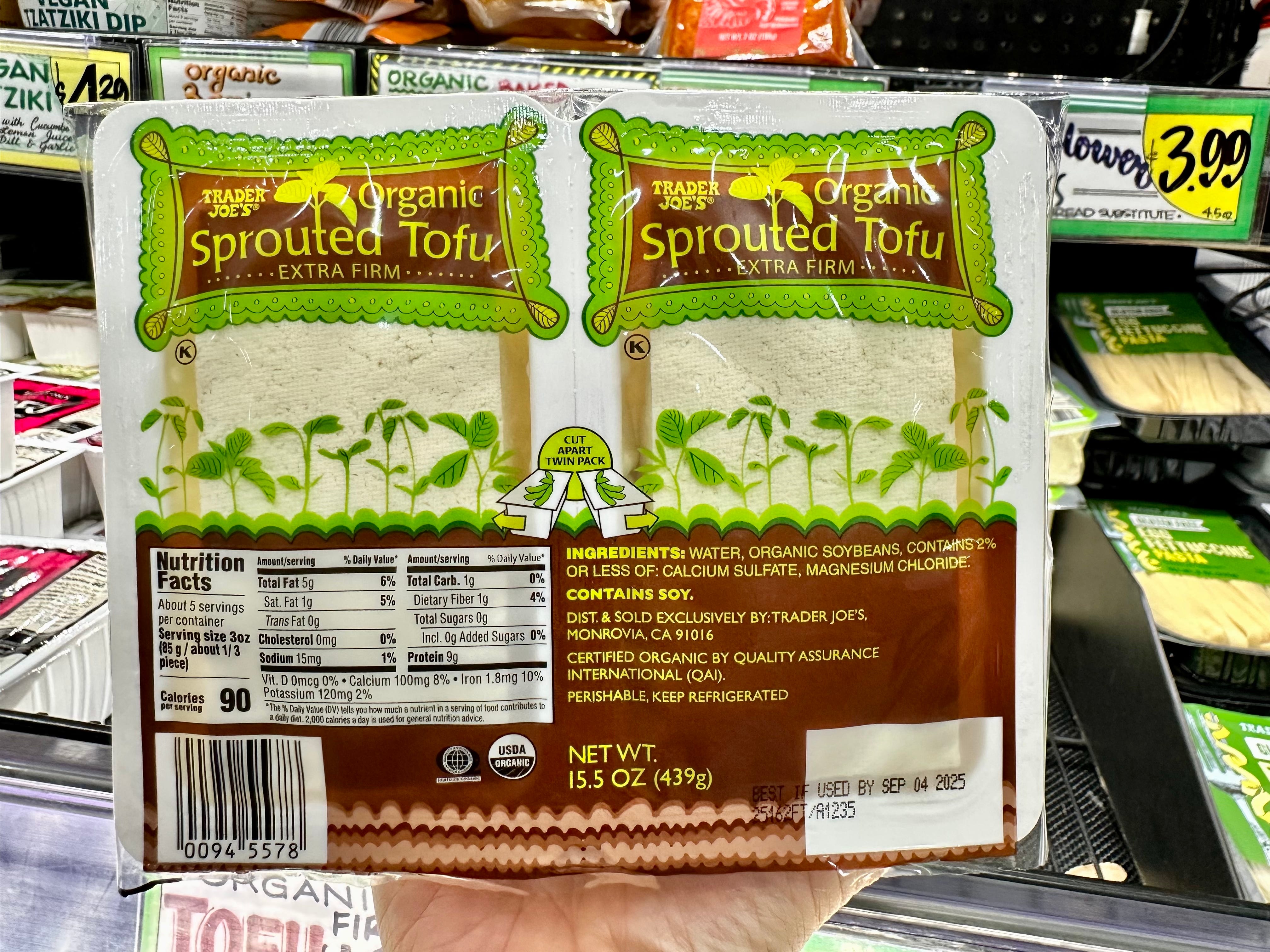Trader Joe's pack of sprouted tofu