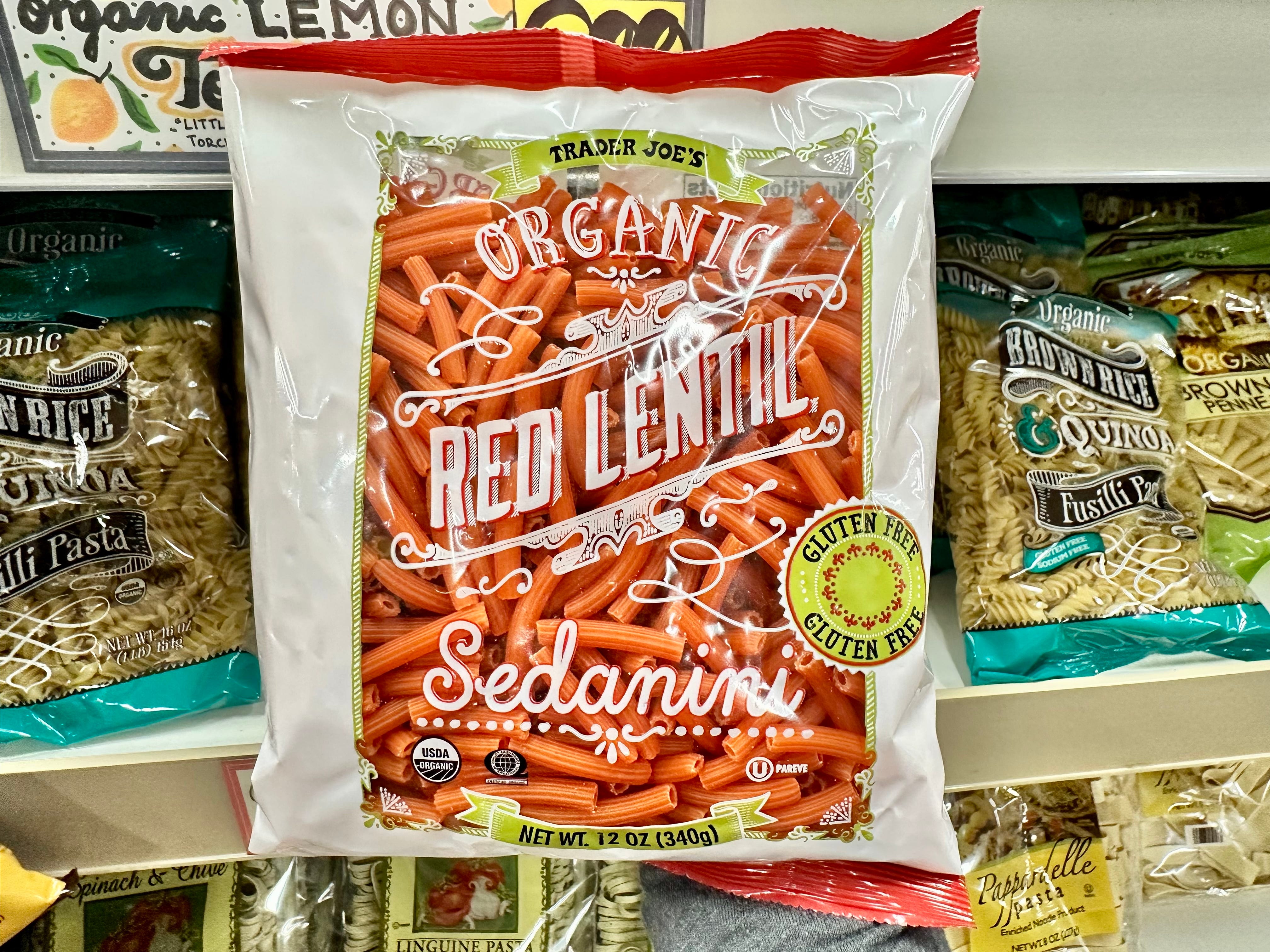 Trader Joe's organic red lentil pasta
