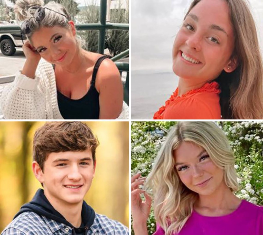 The four University of Idaho students stabbed to death in November, were Kaylee Goncalves, top left; Xana Kernodle, top right; Ethan Chapin, bottom left; and Madison Mogen, bottom right. 