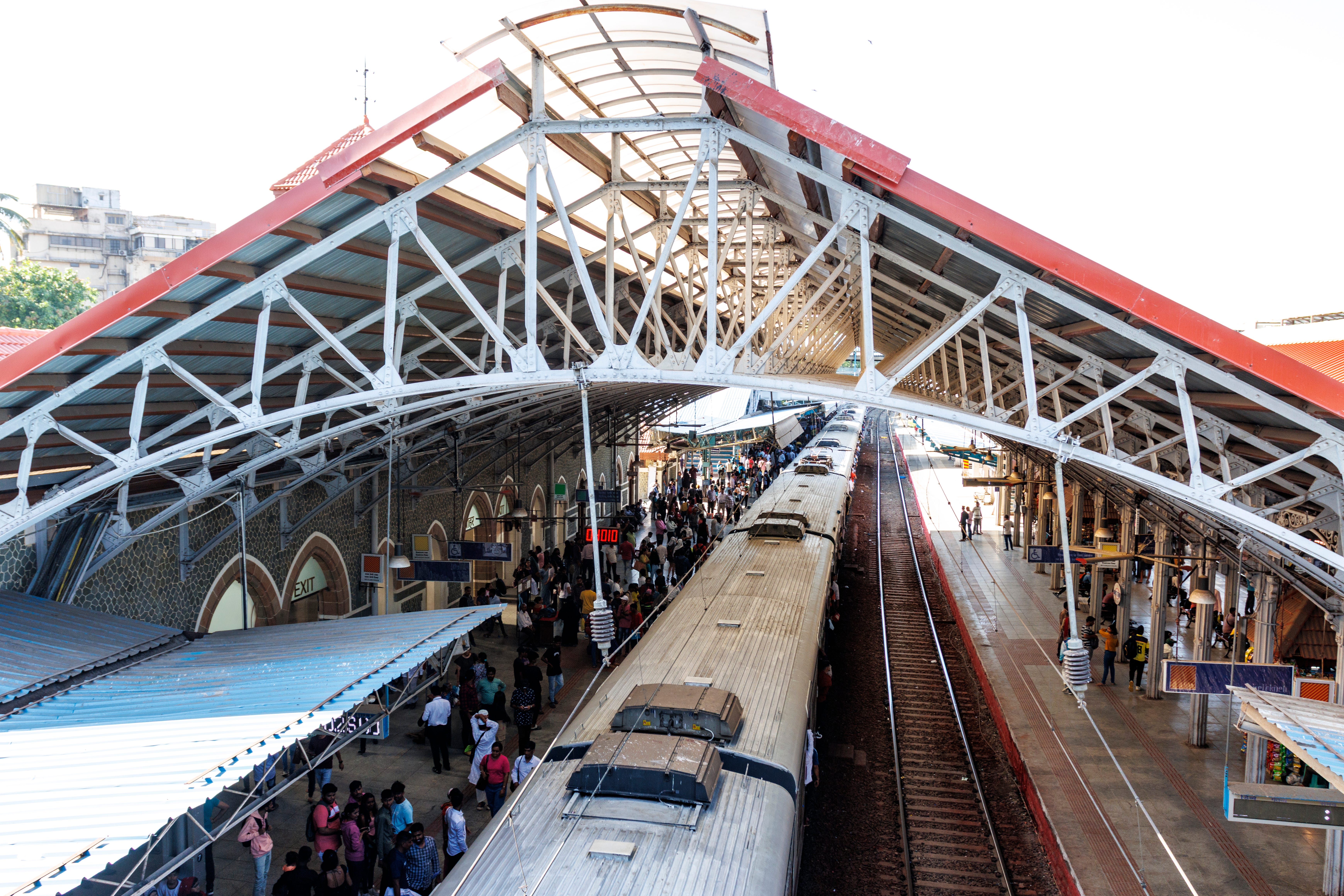 View at the platforms of Bandra Station in Mumbai, India