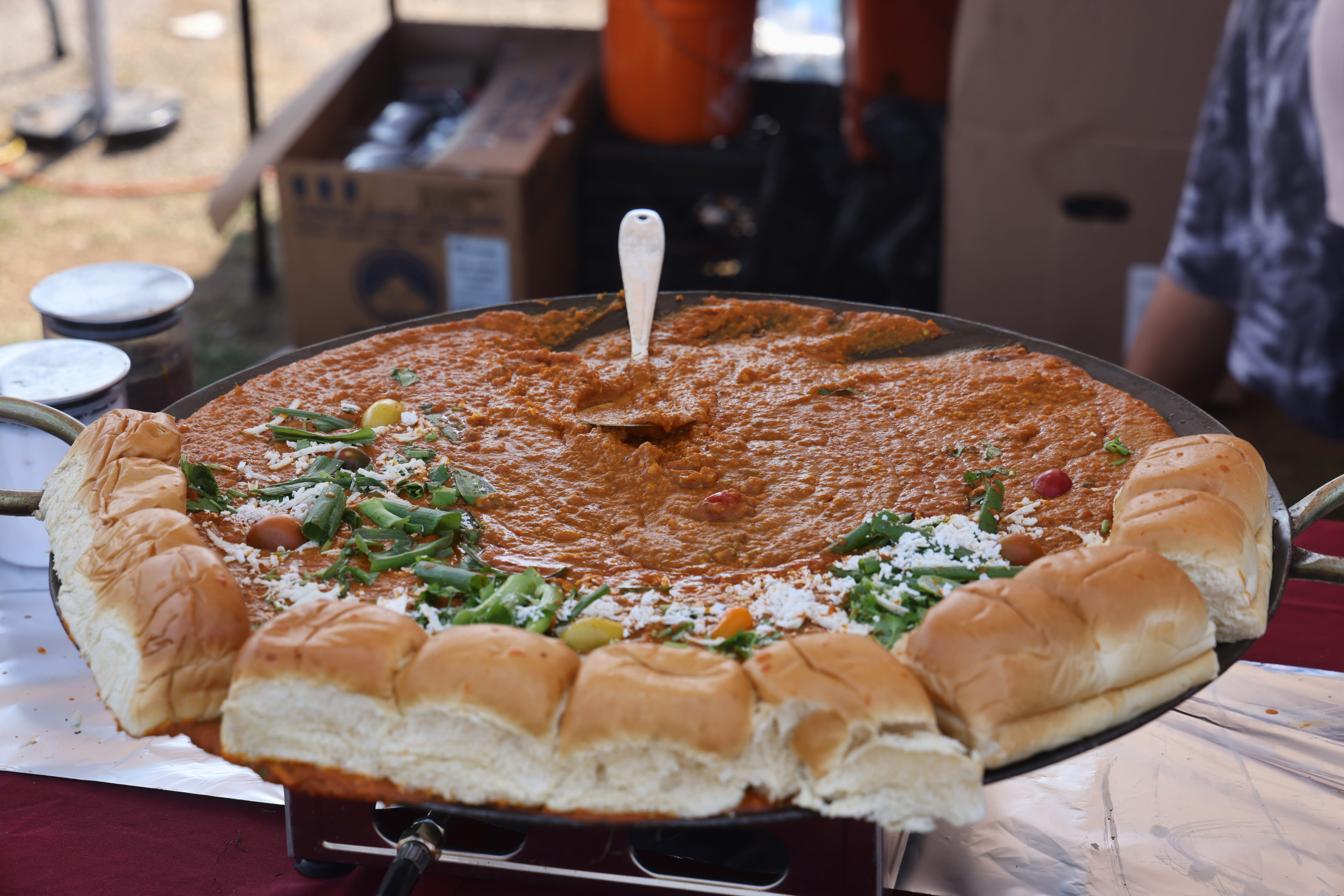Pav Bhaji on street stall counter