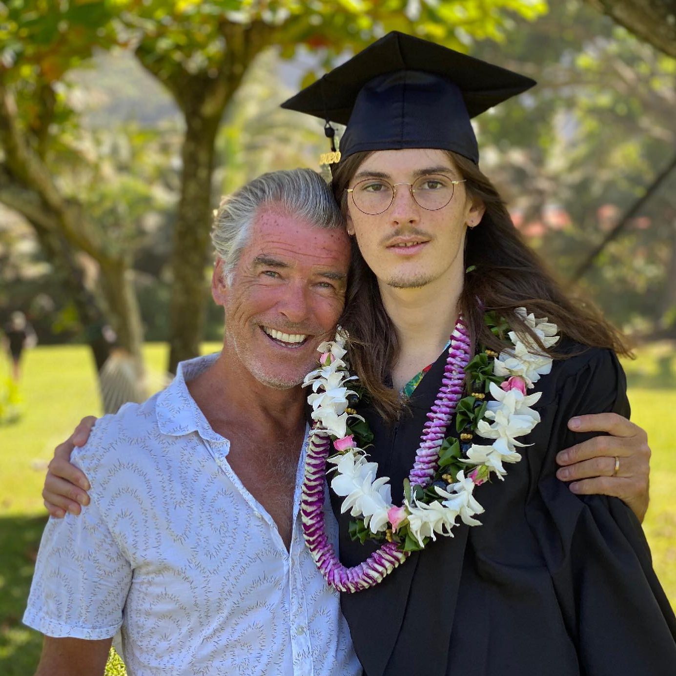 Pierece and Dylan Brosnan and Dylan's college graduation in May 2020