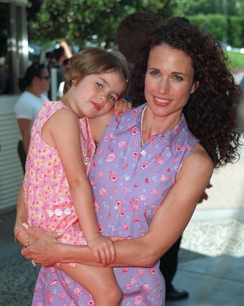 Andie McDowell and a young Margaret Qualley