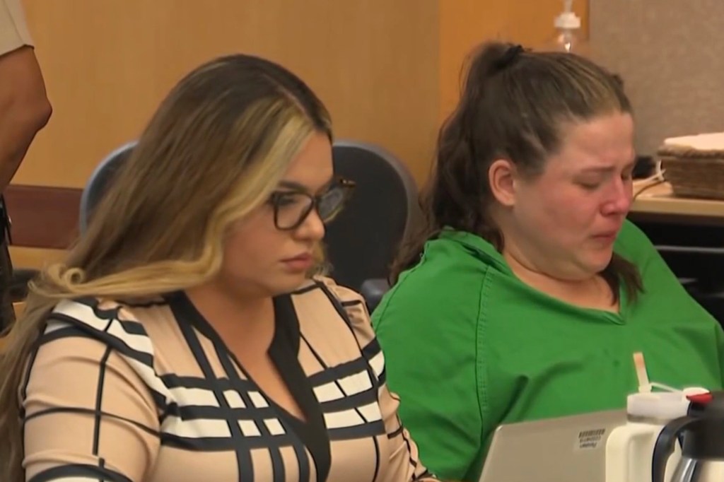 Brittney Lyon sobs in San Diego County court during her sentencing on Aug. 14, 2025.