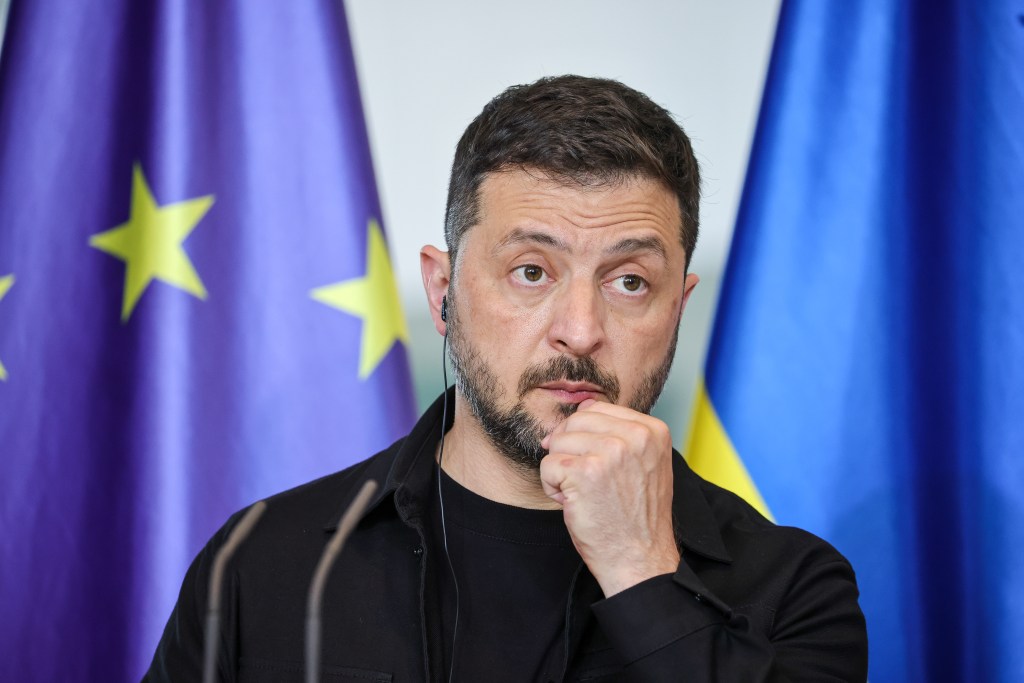 Volodymyr Zelensky at a press conference.