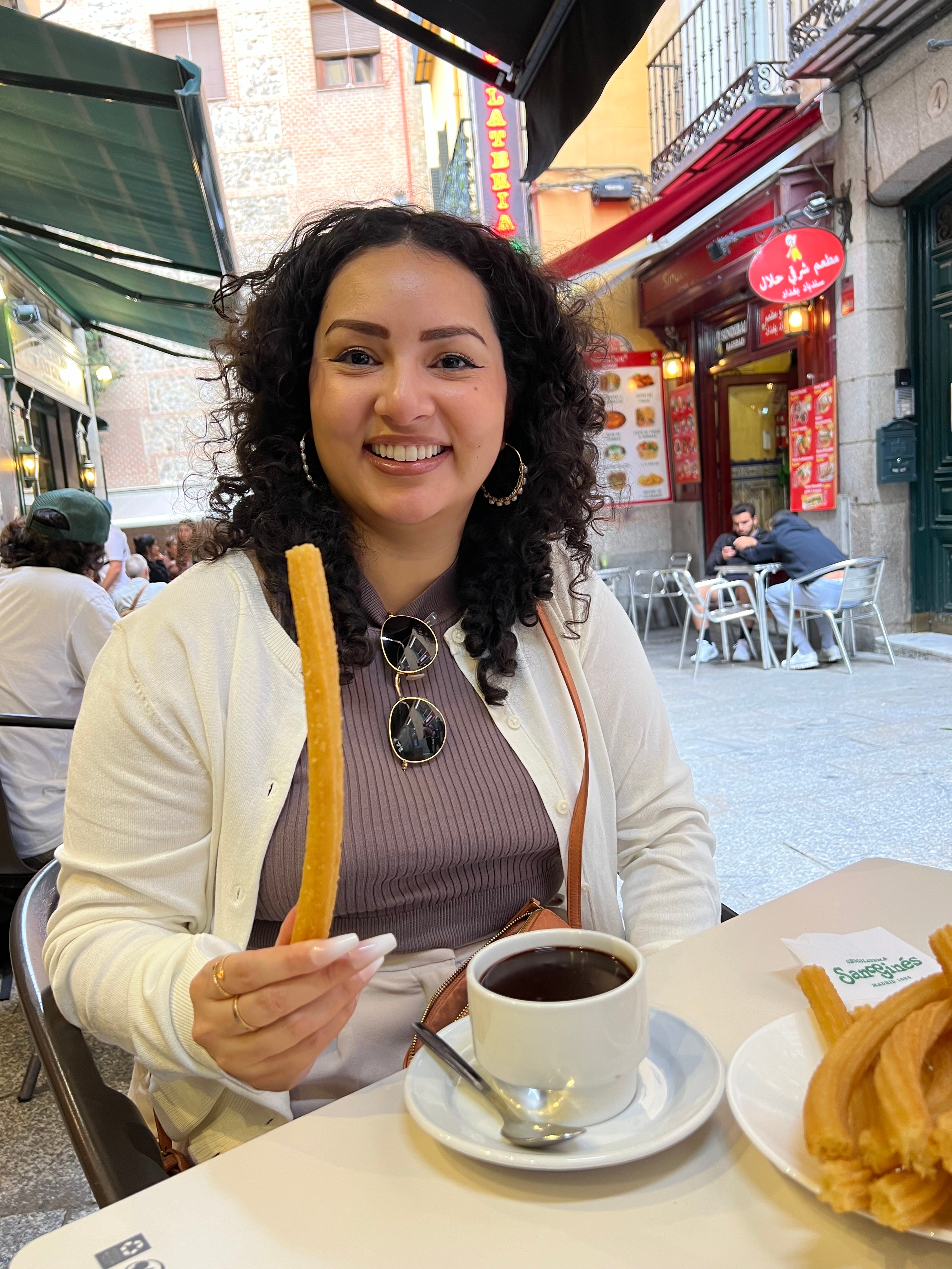 Giovanna Gonzalez at a Madrid restaurant.