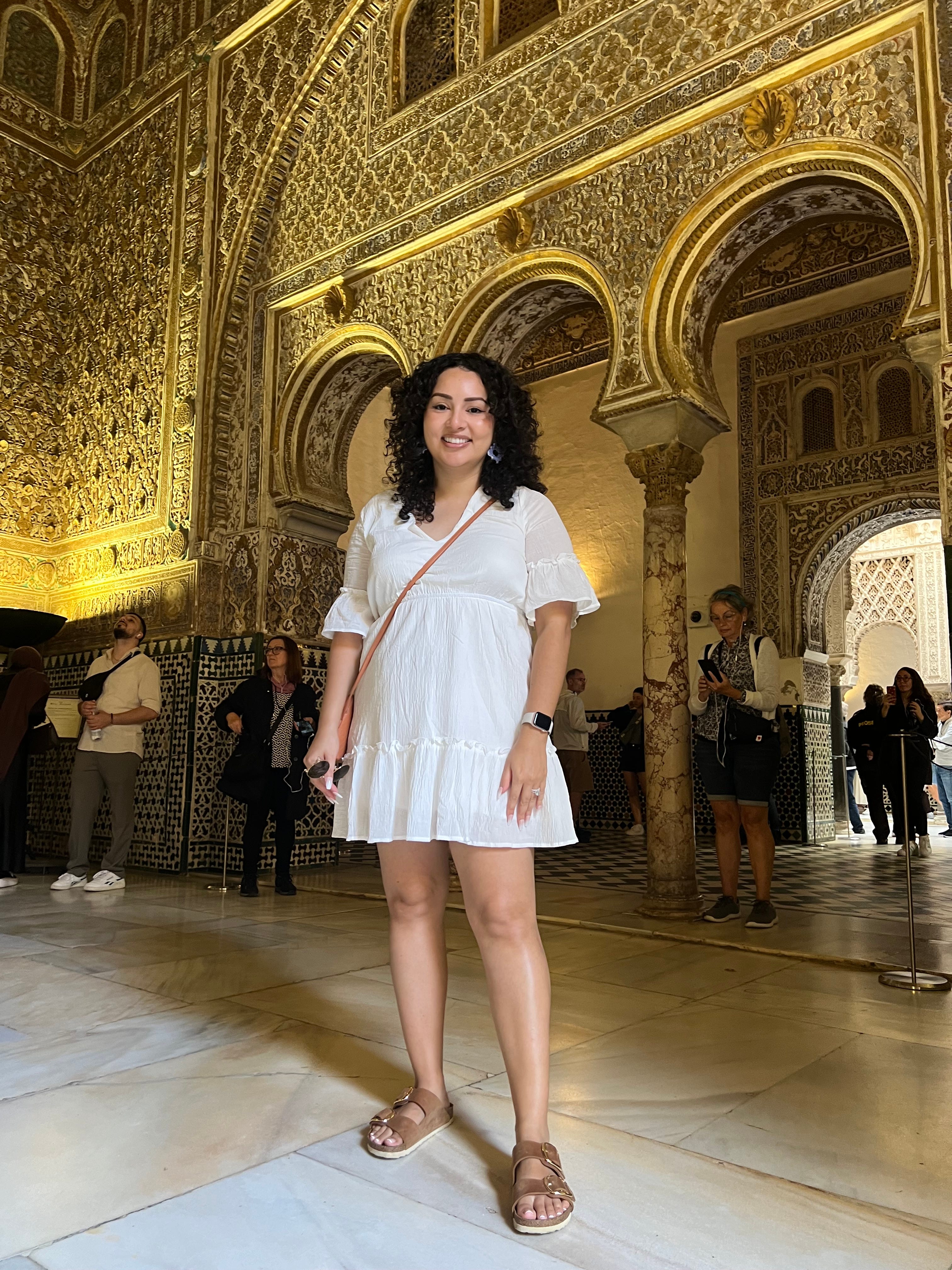 Giovanna Gonzalez inside the Royal Alcázar of Seville.