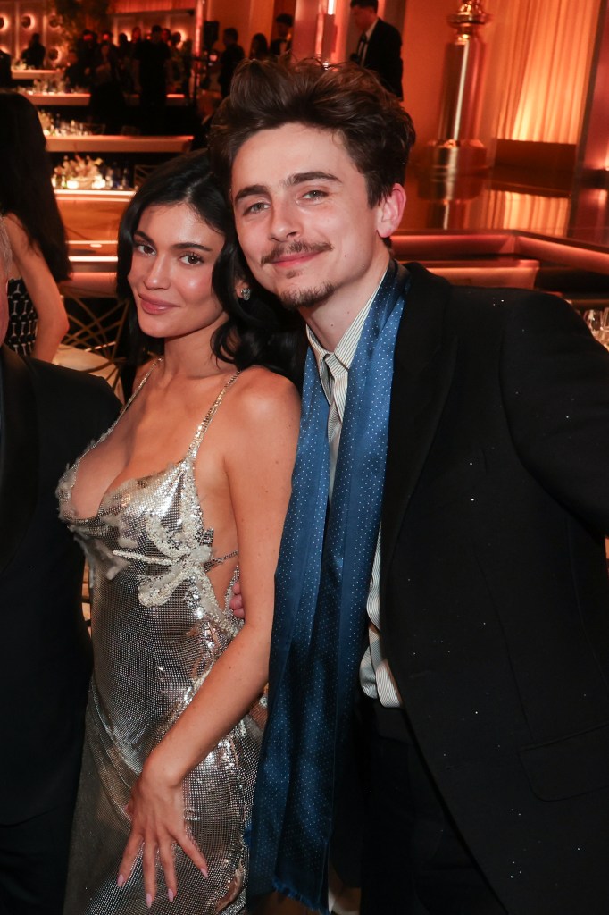 Kylie Jenner, Timothée Chalamet during the 82nd Annual Golden Globes held at The Beverly Hilton on January 05, 2025 in Beverly Hills, California. (Photo by Christopher Polk/GG2025/Penske Media via Getty Images)

