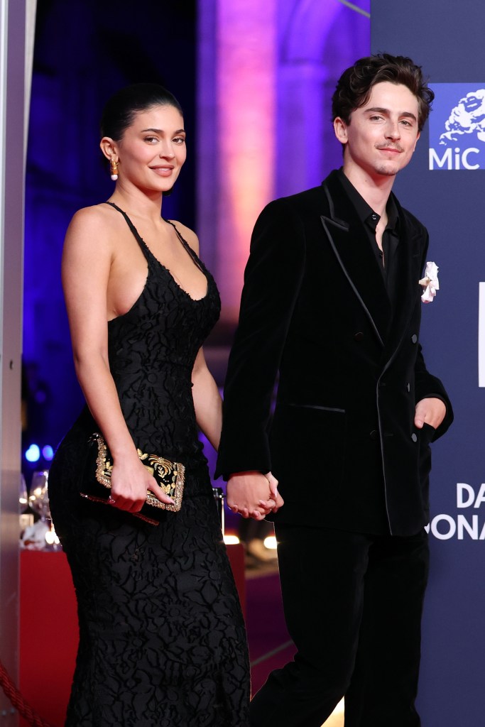 ROME, ITALY - MAY 07: Kylie Jenner and Timothée Chalamet attend the red carpet during the 70th David Di Donatello at Cinecitta Studios on May 07, 2025 in Rome, Italy. (Photo by Daniele Venturelli/WireImage)
