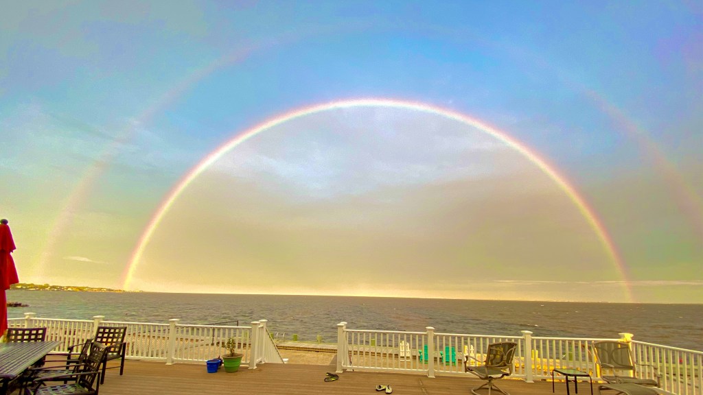 Double rainbow over Bayport LI home