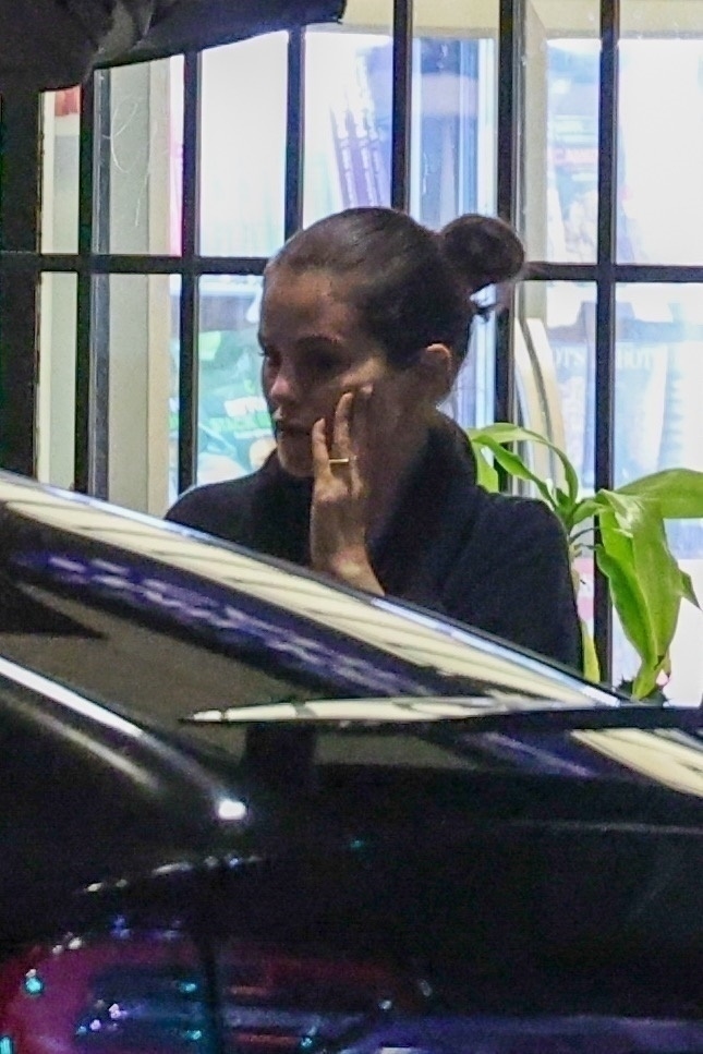 Selena Gomez stands by a car. 