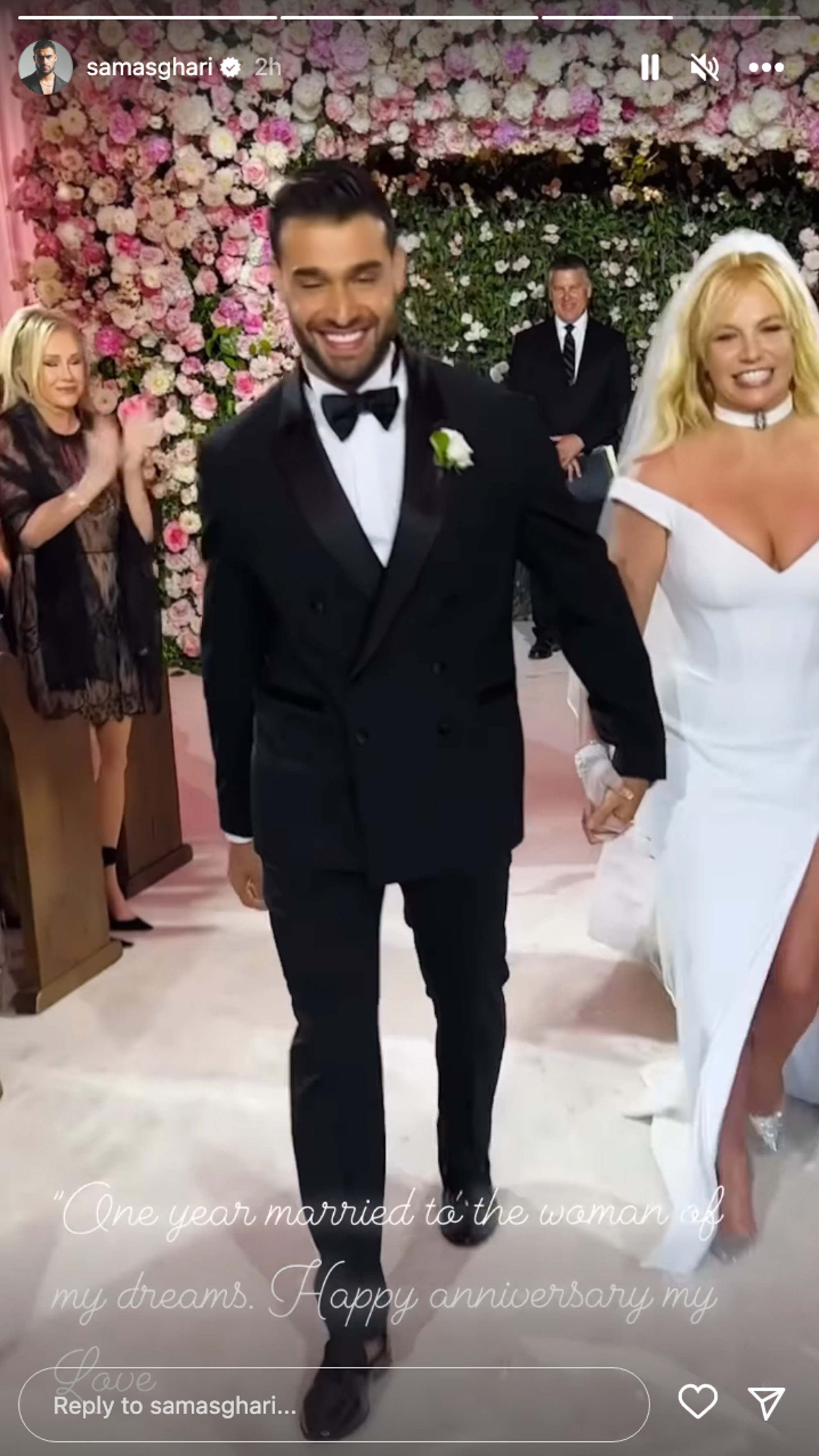 Sam Asghari and Britney Spears in a wedding photo. 