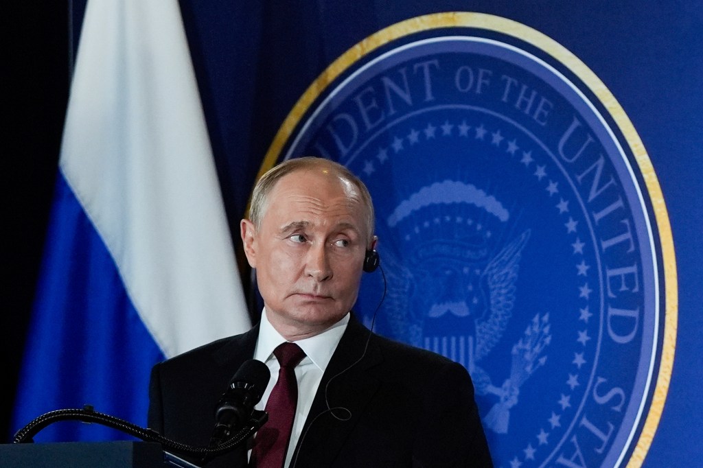 Vladimir Putin at a press conference.