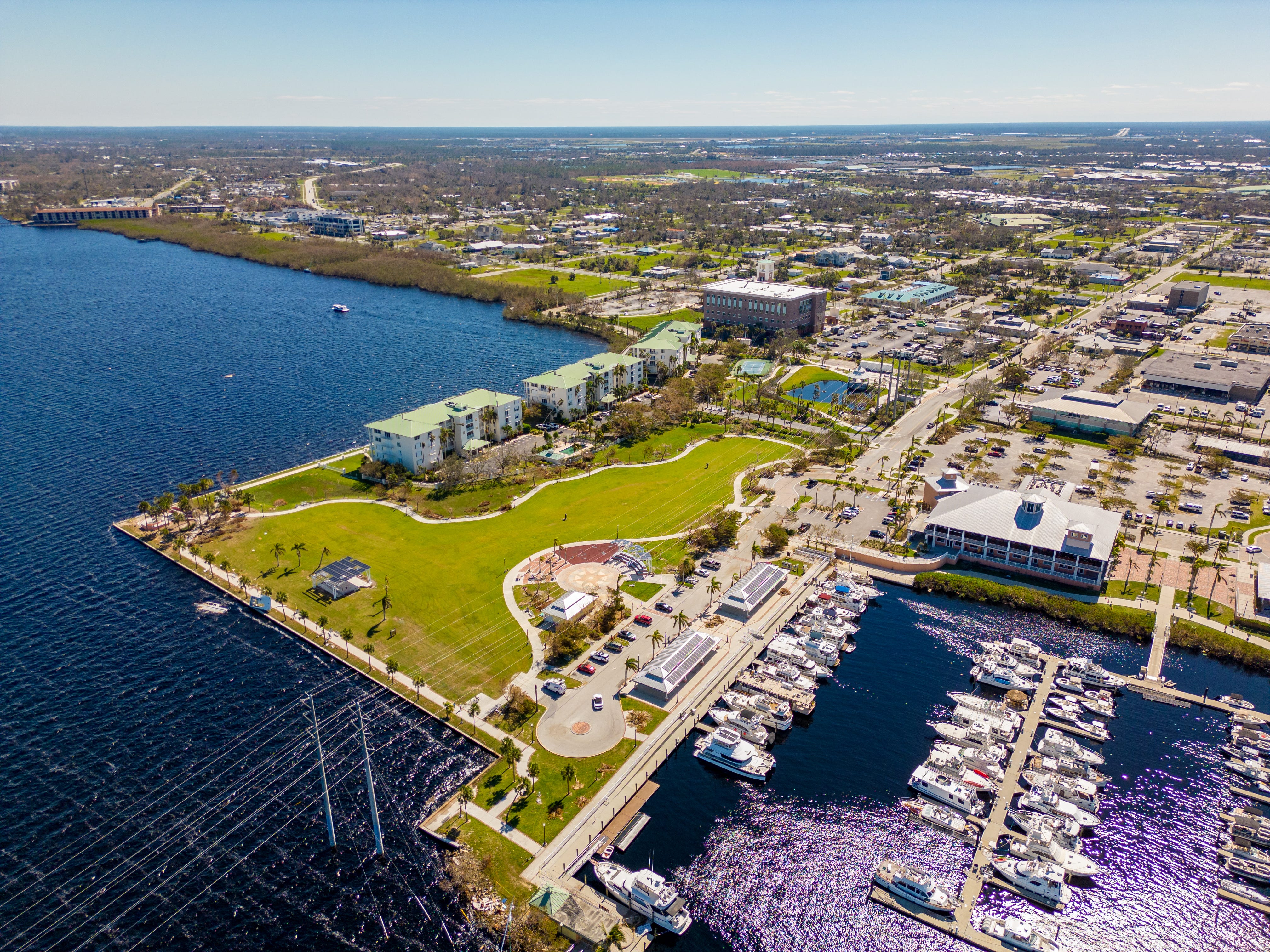 An aerial view of Punta Gorda, Florida.
