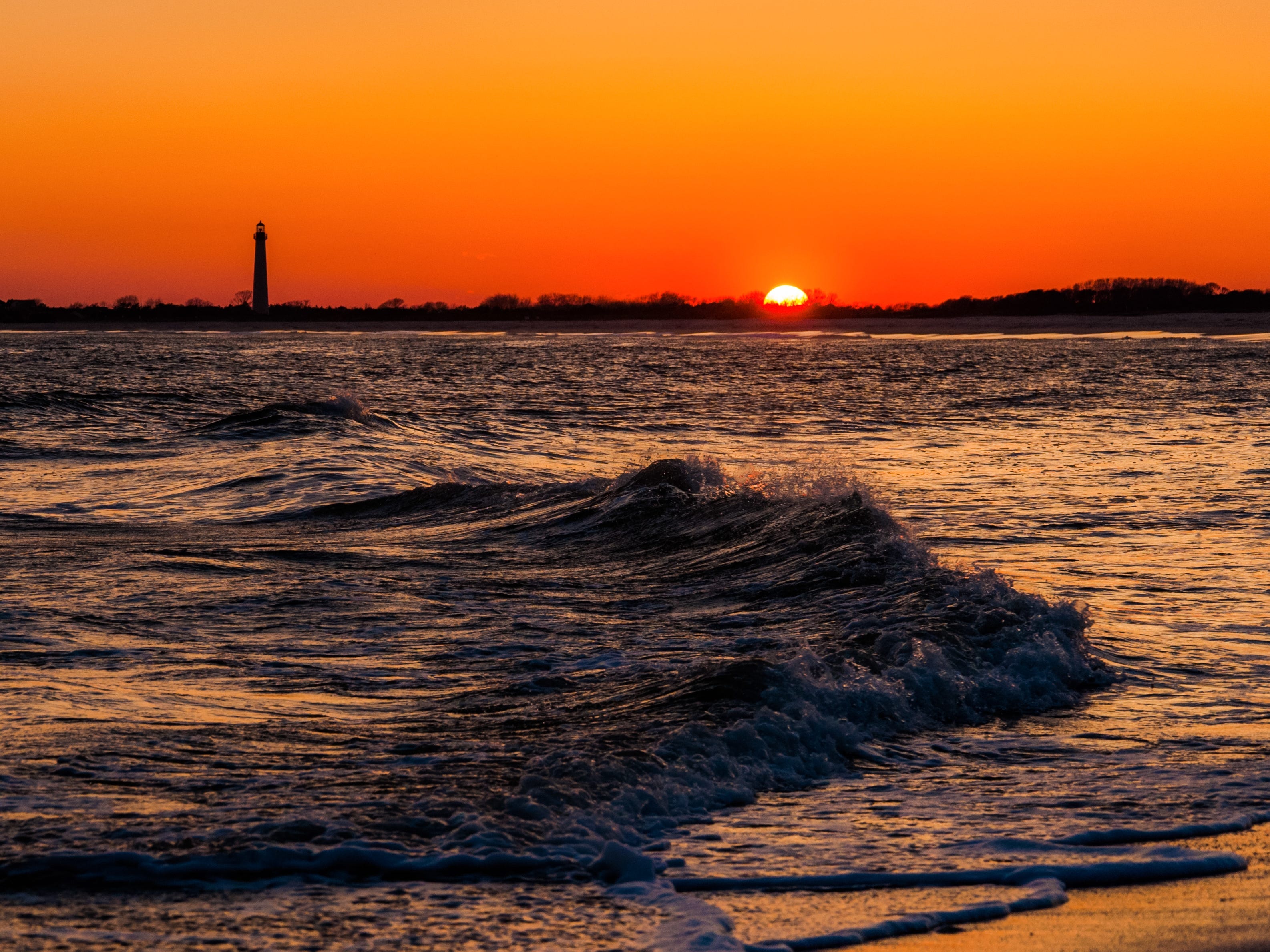 The Cape May Lighthouse during sunset.