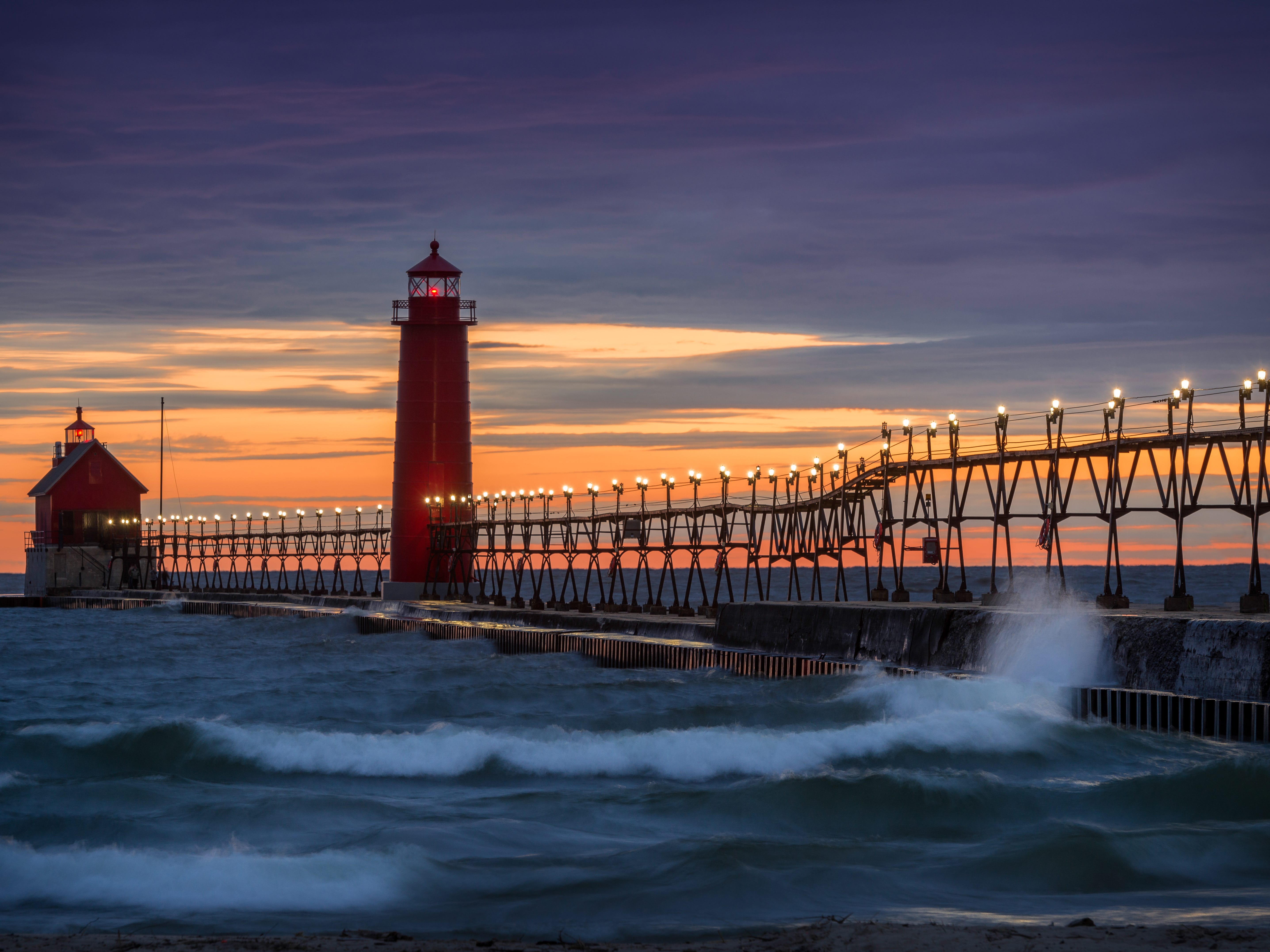 Grand Haven has a stunning stretch of sandy shoreline and a picturesque lighthouse pier.