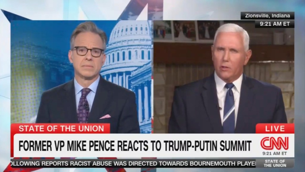 Mike Pence on CNN discussing the Trump-Putin summit.