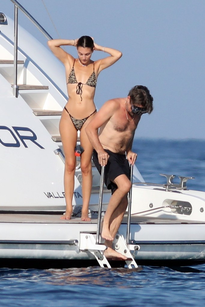 Leonardo DiCaprio and Vittoria Ceretti vacationing on a luxury yacht off Formentera.