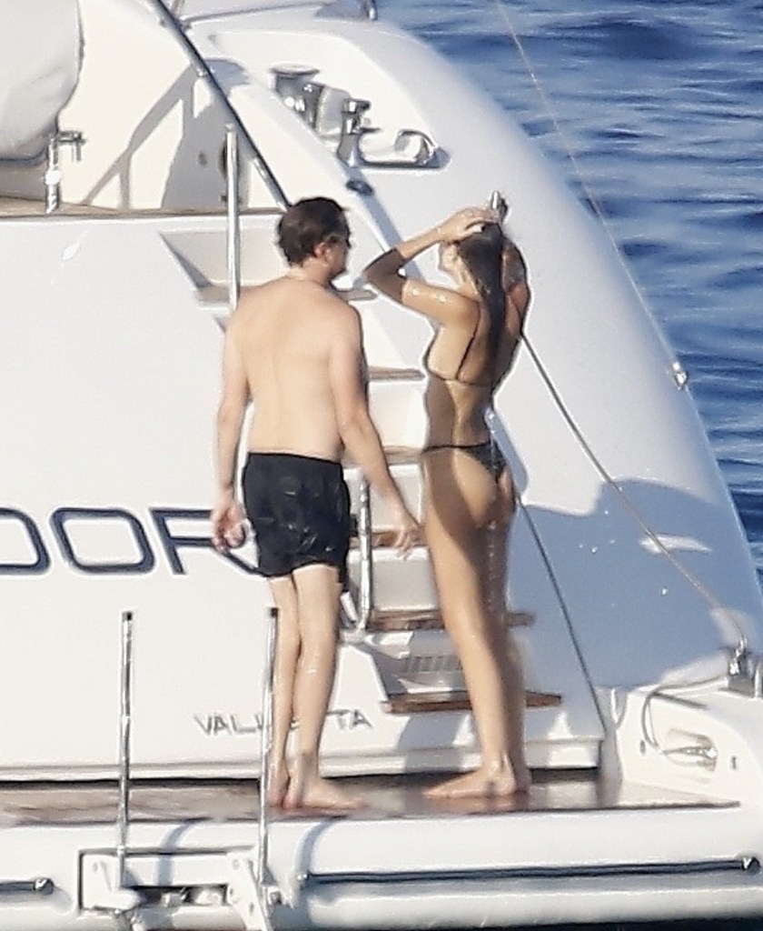 Leonardo DiCaprio and Vittoria Ceretti vacationing on a luxury yacht off Formentera.