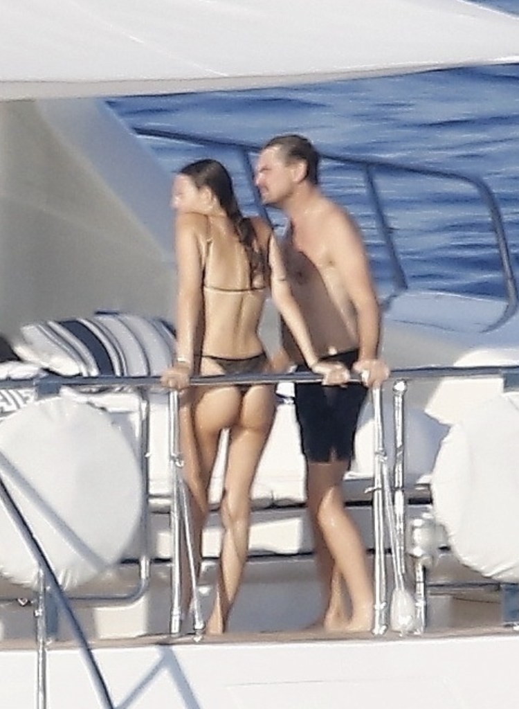 Leonardo DiCaprio and Vittoria Ceretti vacationing on a luxury yacht off Formentera.
