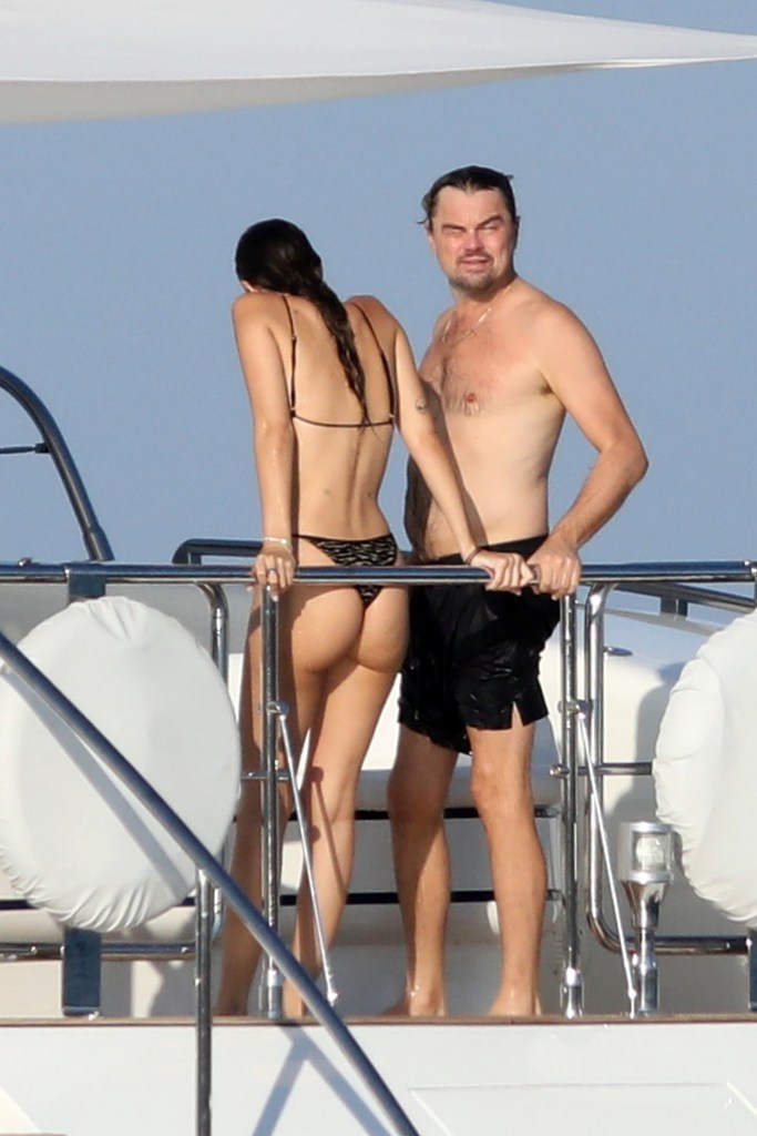 Leonardo DiCaprio and Vittoria Ceretti vacationing on a luxury yacht off Formentera.