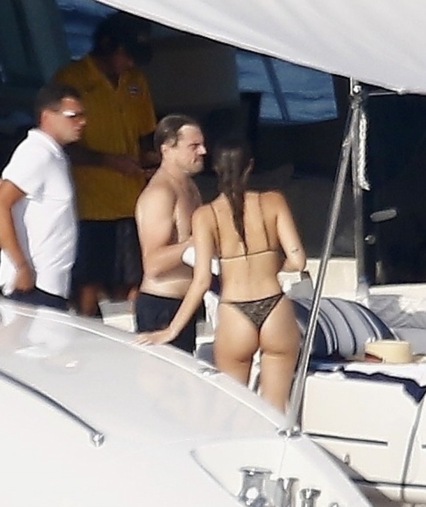 Leonardo DiCaprio and Vittoria Ceretti vacationing on a luxury yacht off Formentera.