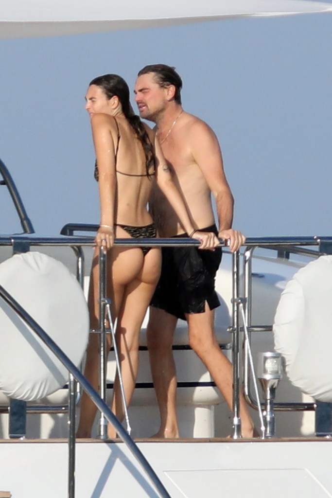 Leonardo DiCaprio and Vittoria Ceretti vacationing on a luxury yacht off Formentera.