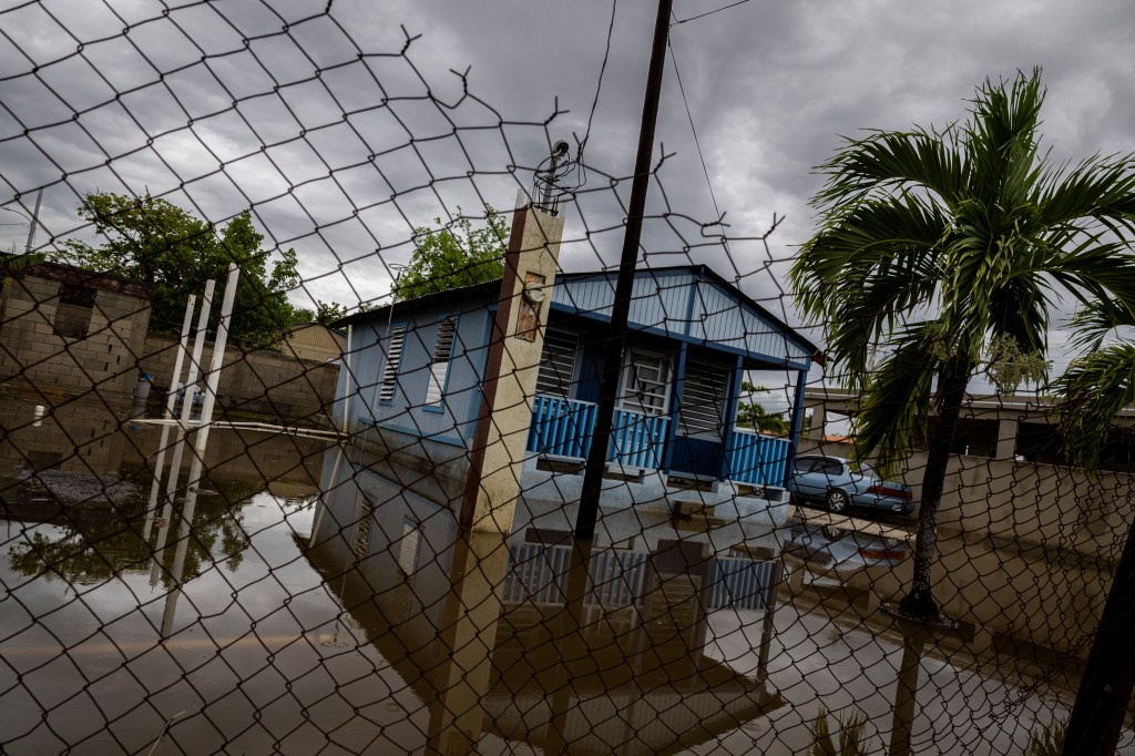 A flooded house in Guayama, Puerto Rico on Aug. 17, 2025