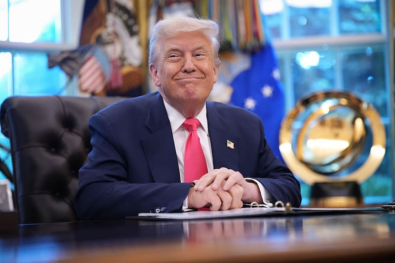 WASHINGTON, DC - AUGUST 14:  U.S. President Donald Trump speaks in the Oval Office on August 14, 2025 in Washington, DC. Trump is expected to issue a proclamation on the 90th anniversary of Social Security and highlight his administration's efforts on the program. (Photo by Andrew Harnik/Getty Images)