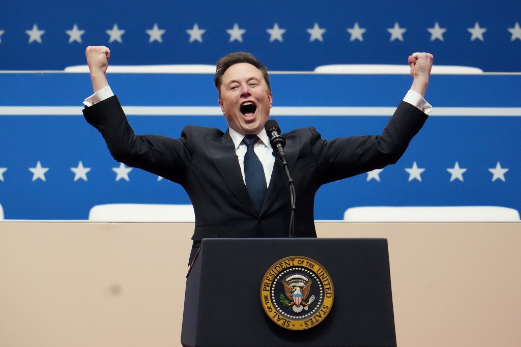 Elon Musk speaking at Donald Trump's inauguration.
