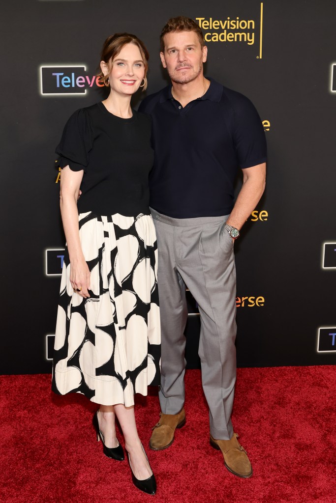 David Boreanaz and Emily Deschanel at the Televerse Festival Saturday. 