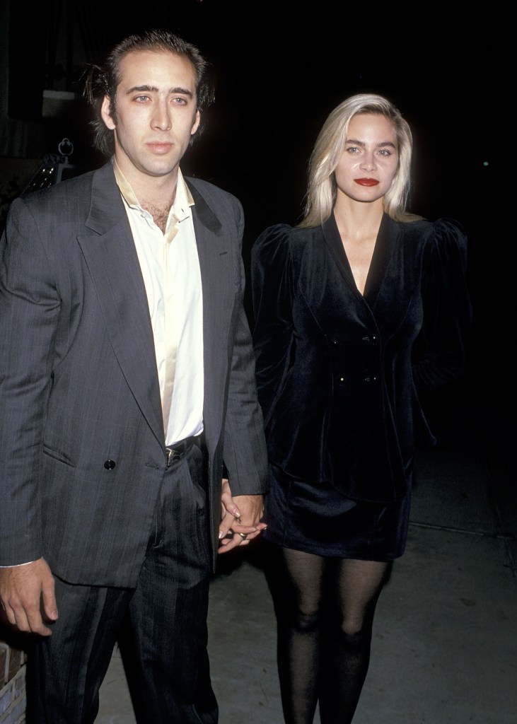Actor Nicolas Cage and girlfriend Christina Fulton attend Michael Dukakis' Presidential Campaign Fundraiser Party on October 10, 1988 at The Pallett Club in Los Angeles.