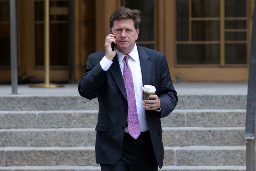 Jay Clayton, interim US attorney for Southern District of New York, exits the Federal courthouse during the Sean 