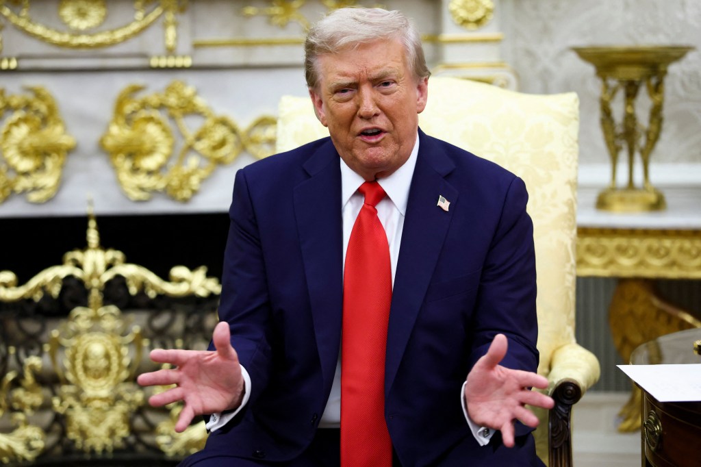 President Trump speaking during a meeting.