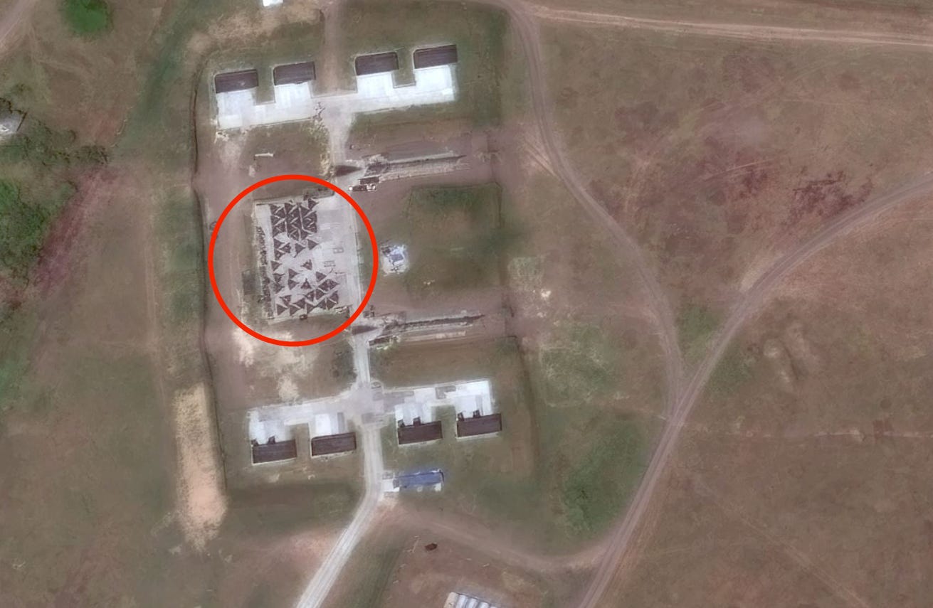 Shahed-style drones seen at the Primorsko-Akhtarsk air base in Russia on July 27.