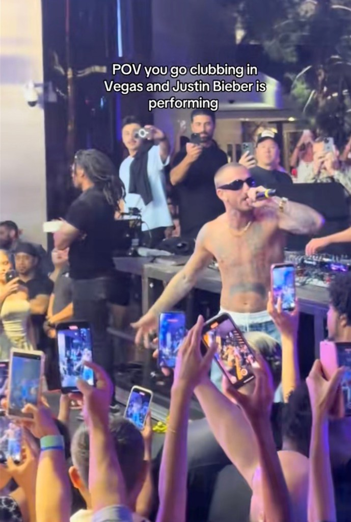 Dylan Desclos impersonating Justin Bieber at XS Nightclub Las Vegas Saturday night. 
