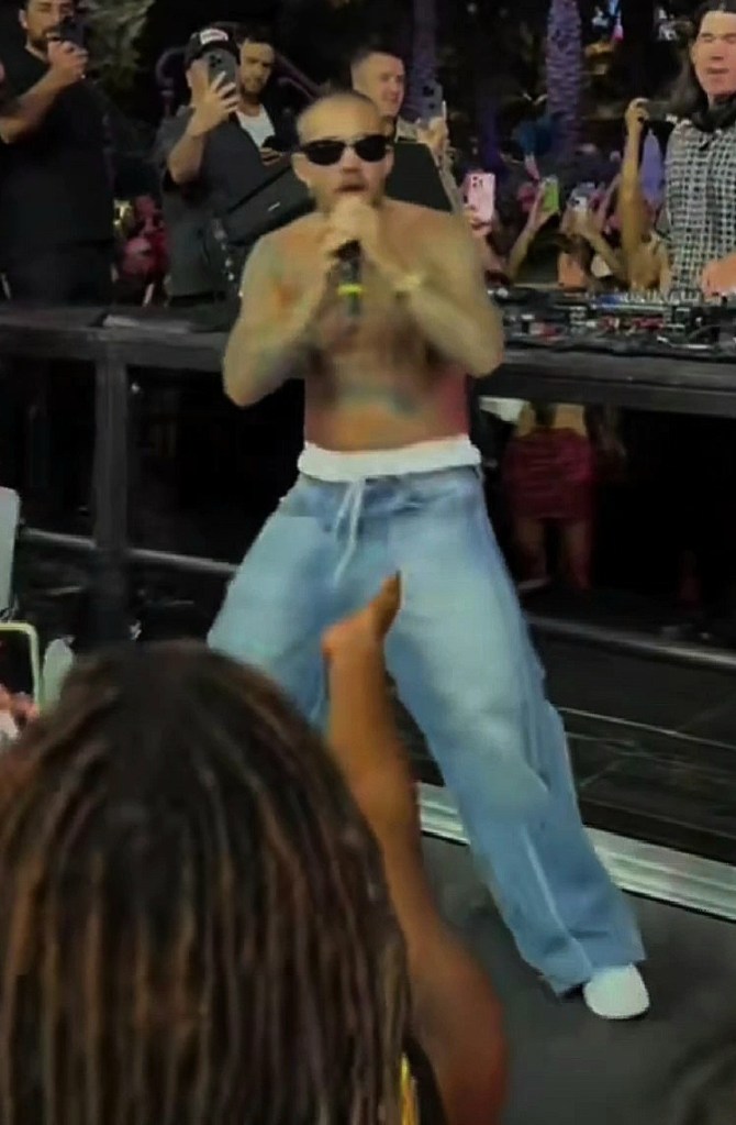 Dylan Desclos impersonating Justin Bieber at XS Nightclub Las Vegas Saturday night. 
