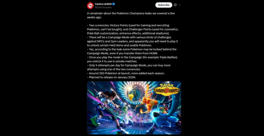 Pokémon Champions Leak